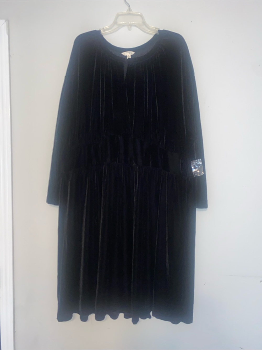 Terra & Sky Black Velvet Round Neck Dress